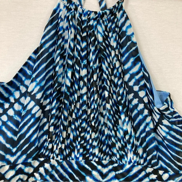 New Calvin Klein Blue Chevron Pleated Detail Evening Dress size 14 - Picture 3 of 12